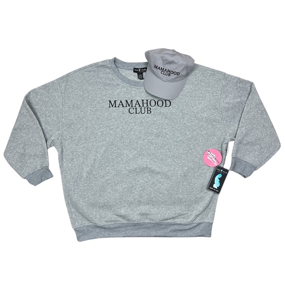 Mamahood Club Maternity Sweatshirt & Hat Set by Love Wish Maternity - Size XL - Picture 1 of 7